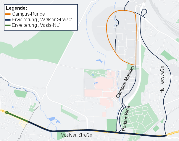 Karte Streckenverlauf Messfahrt in Aachen